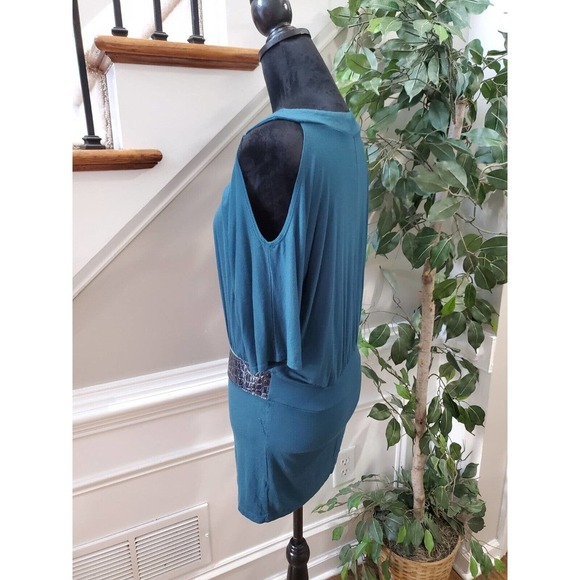 Inner Womens Blue Rayon Round Neck Cold Shoulder Sleeve Casual Top Blouse Small - Picture 6 of 11